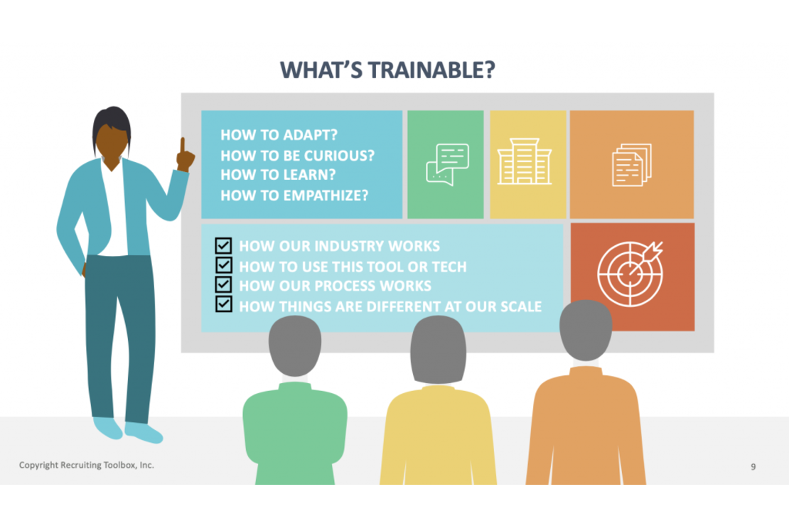 An illustration provided by Recruiting Toolbox on determining what job role requirements are trainabl.e 