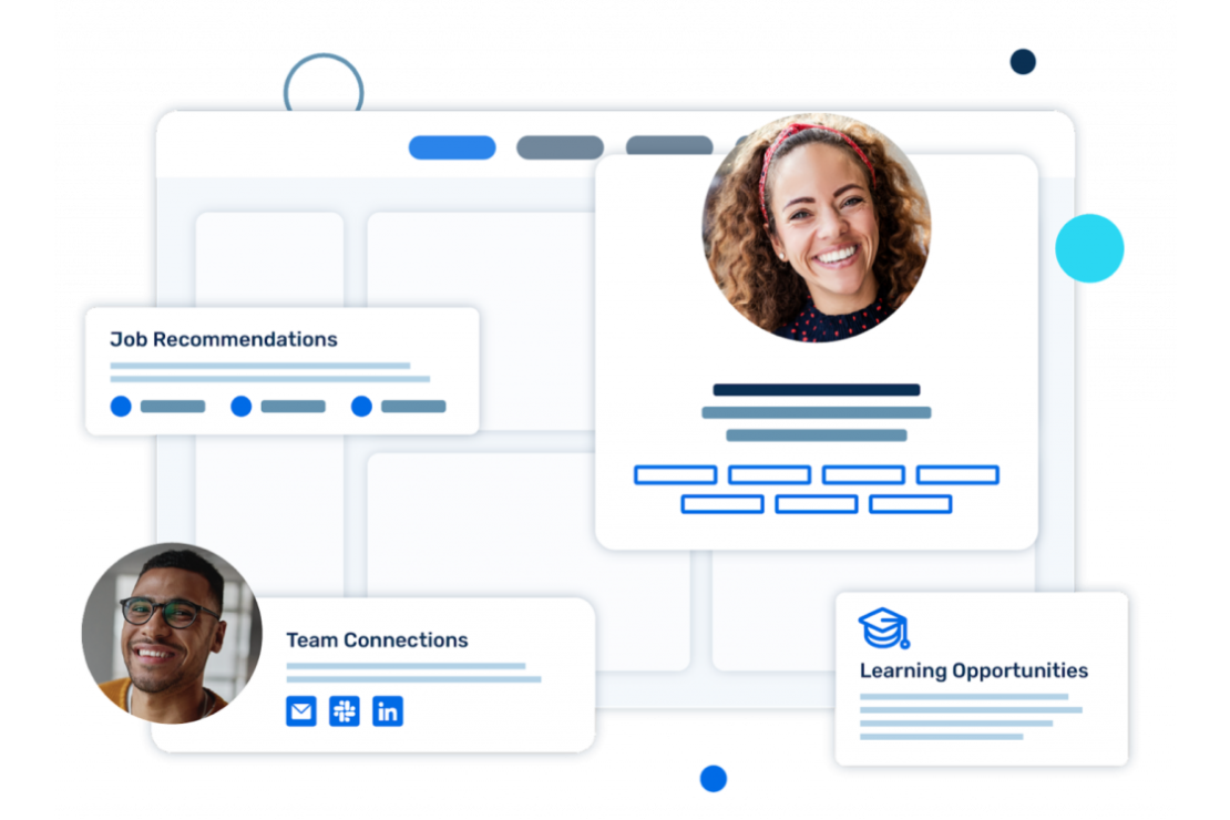 A visual display of SeekOut Grow's internal employees' learning paths and career recommendations.