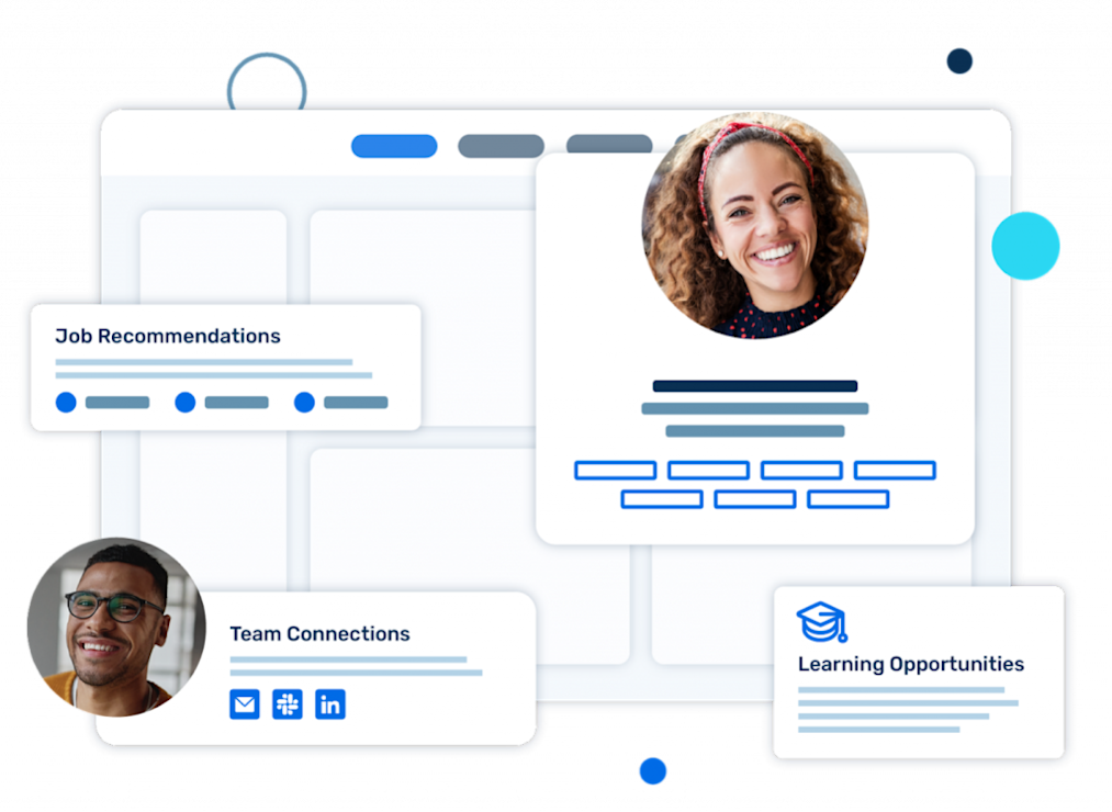 A visual display of SeekOut Grow's internal employees' learning paths and career recommendations.