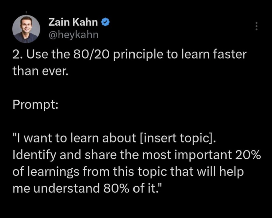 A screenshot of a Twitter Post from Zain Kahn