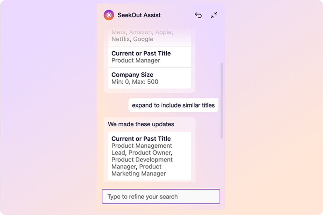 Conversational Search tool with additional filters 