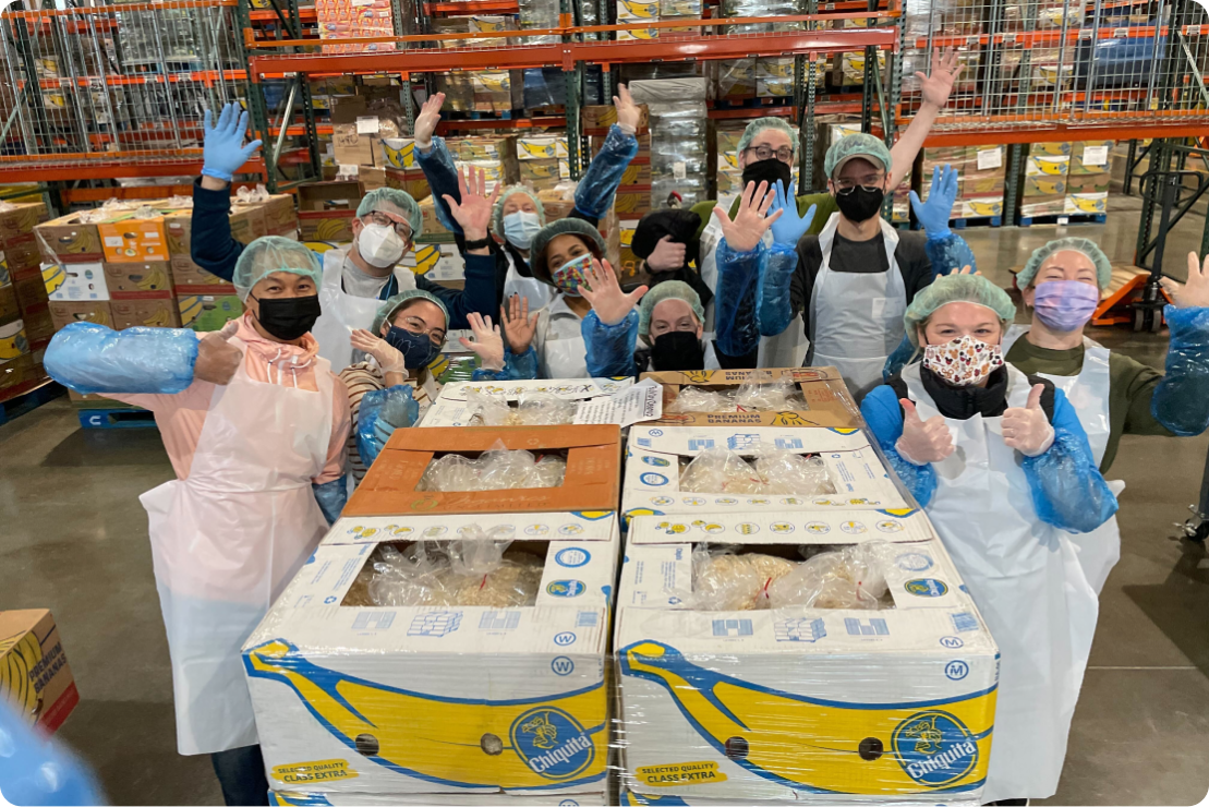 SeekOtters at a food bank packing oatmeal
