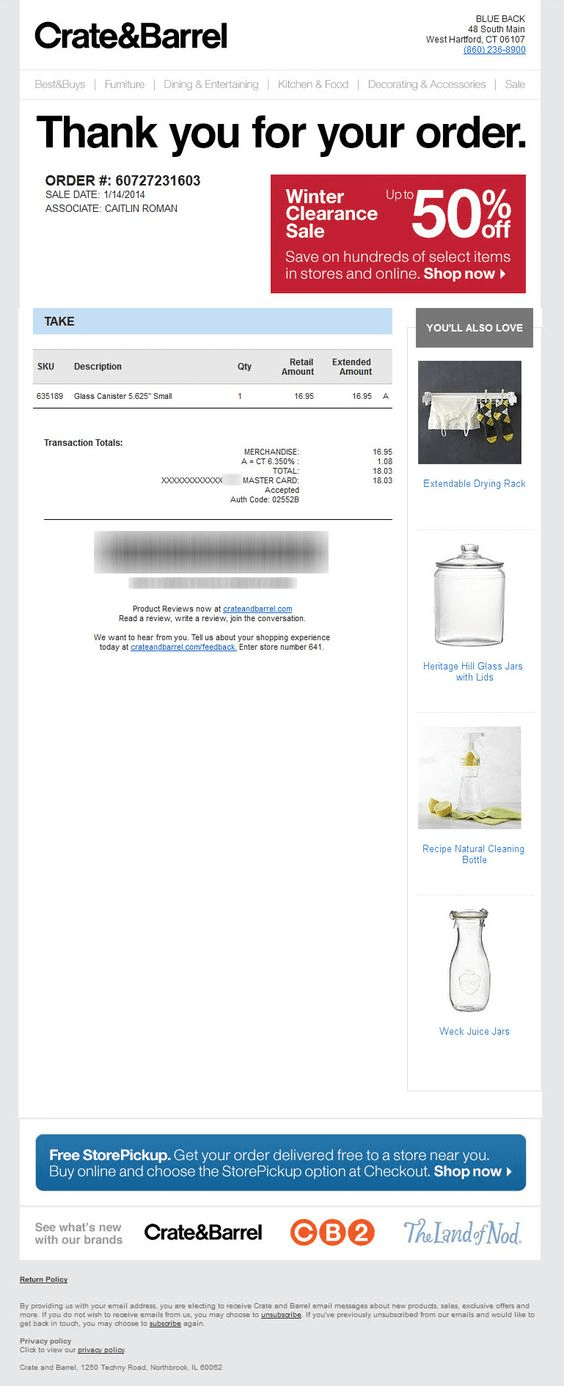 crate and barrel delivery update and tracking page