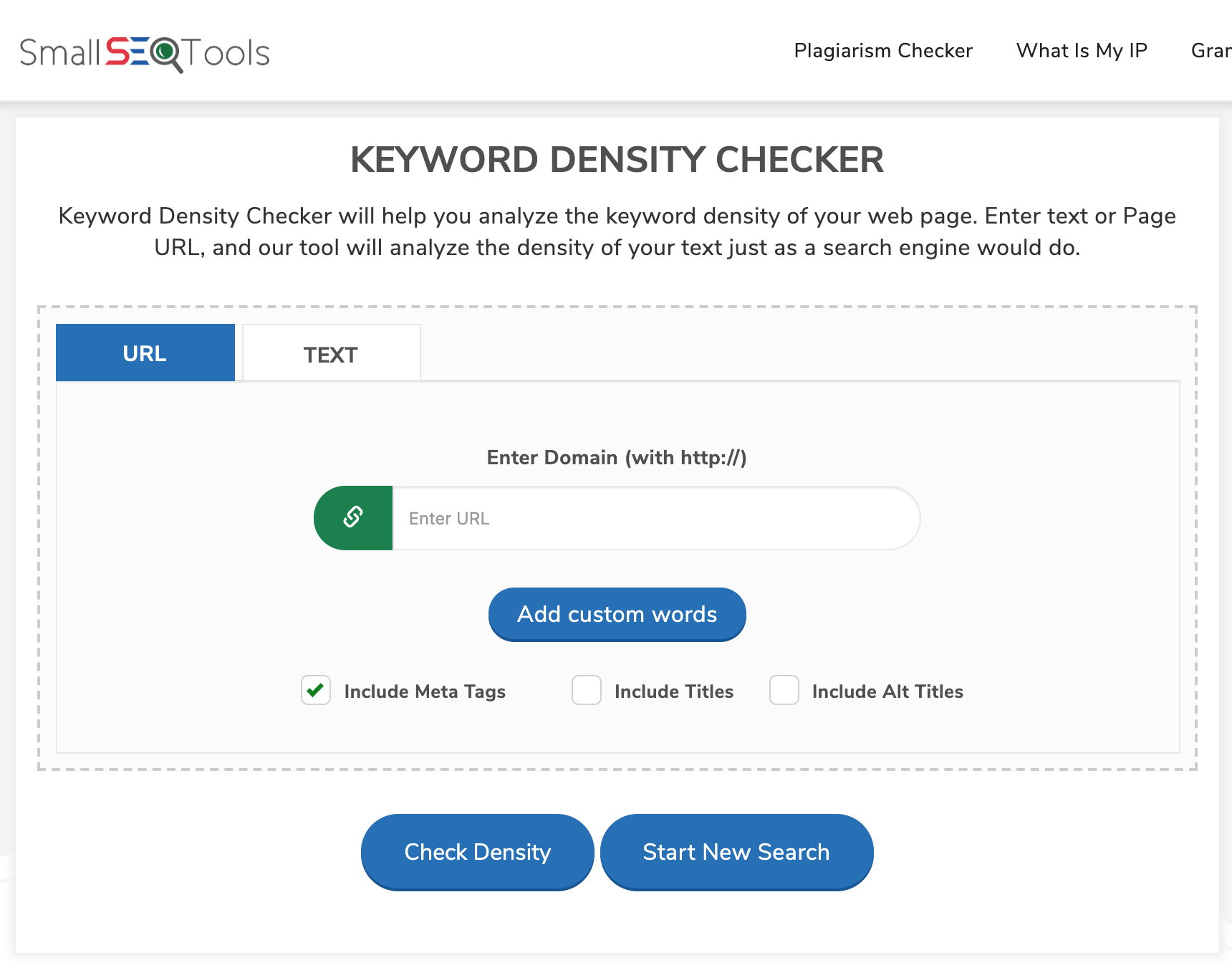 SmallSEOTools Keyword Density Analyzer