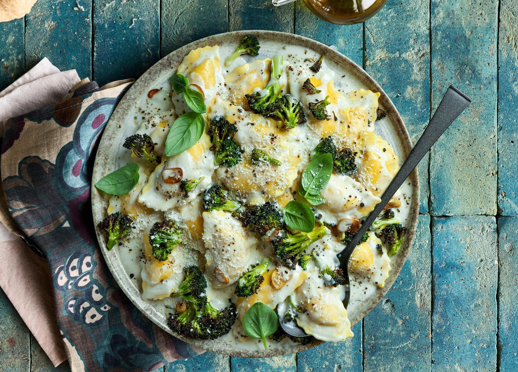 Recipes - Italian Sausage Ravioli Alfredo with Asparagus & Breadcrumbs - Giovanni Rana