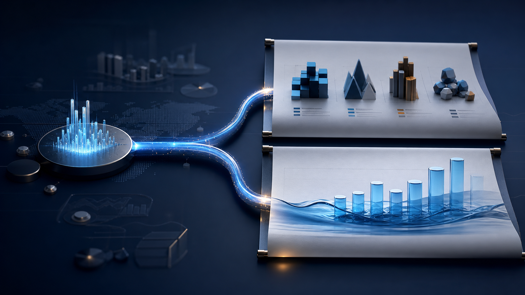 Portfolio data branching into equity and cash holdings reports.