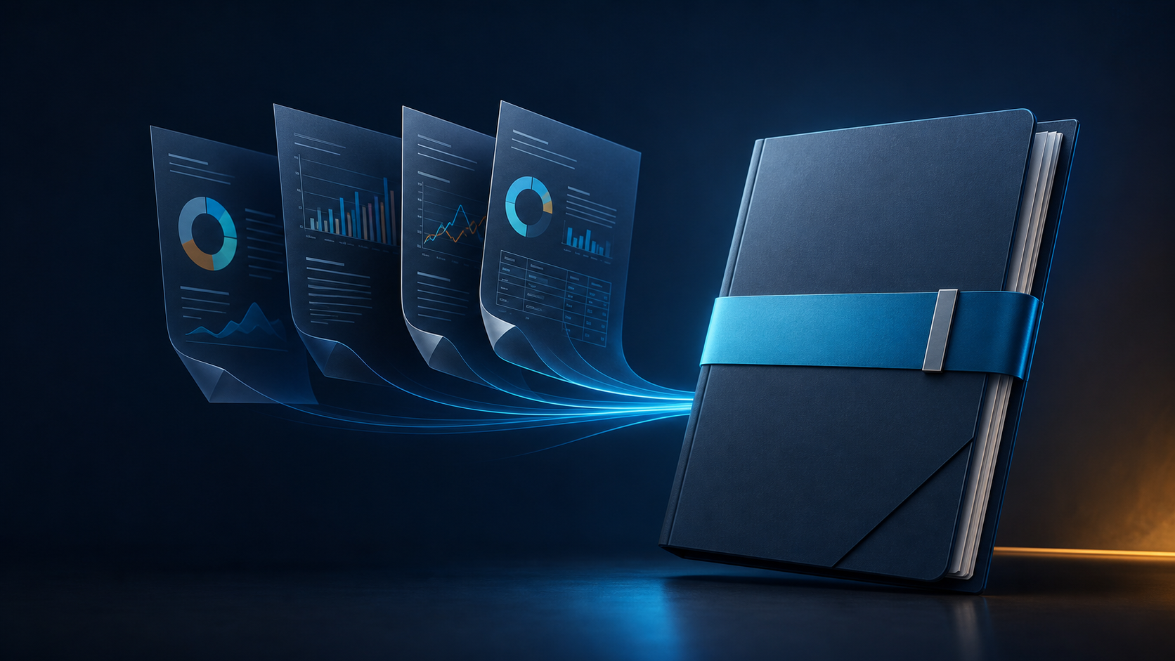 Financial reports combining into a single report package.