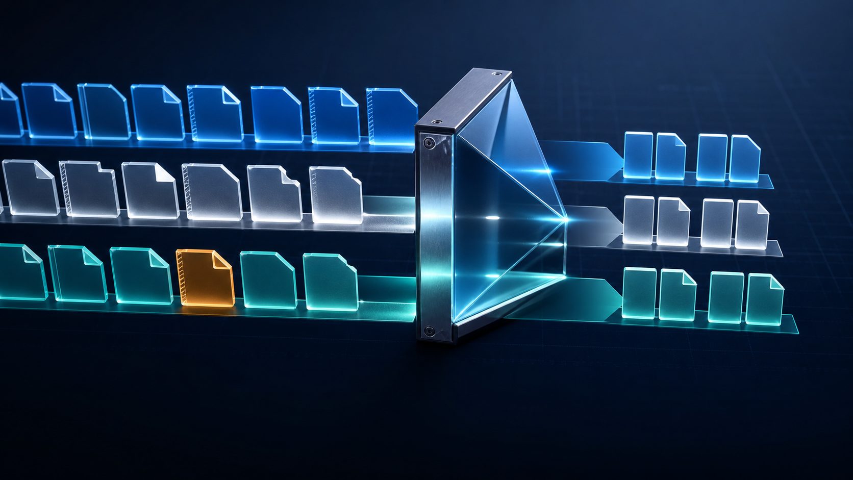Financial data records passing through a reconciliation process.