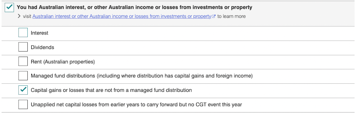 Capital gains or losses that are not from a managed fund distribution
