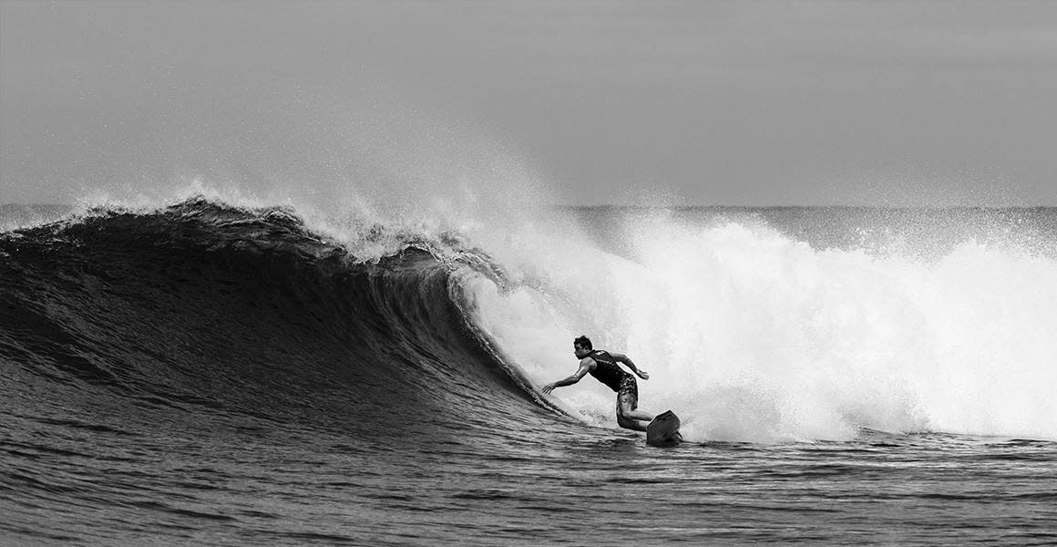 balck and white surfing