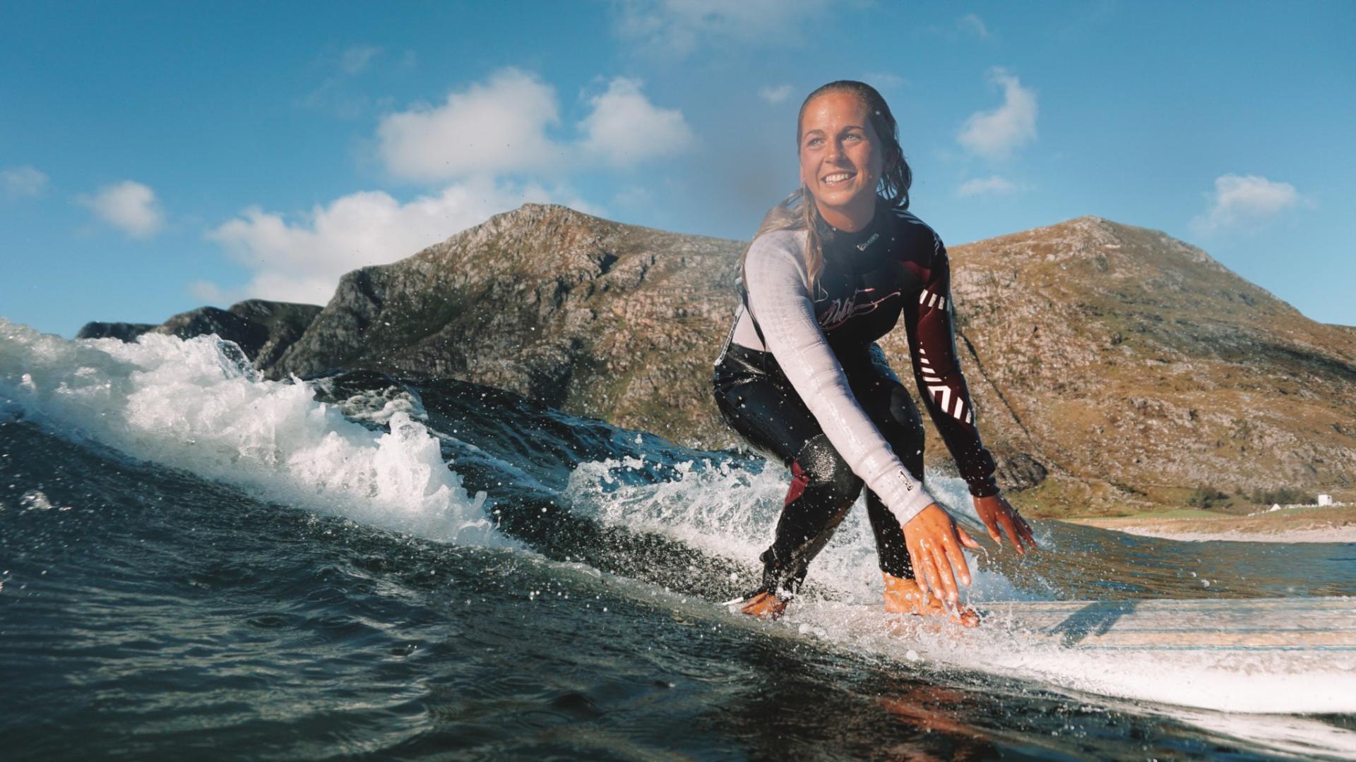 Surfer girl in Hoddevik Norway