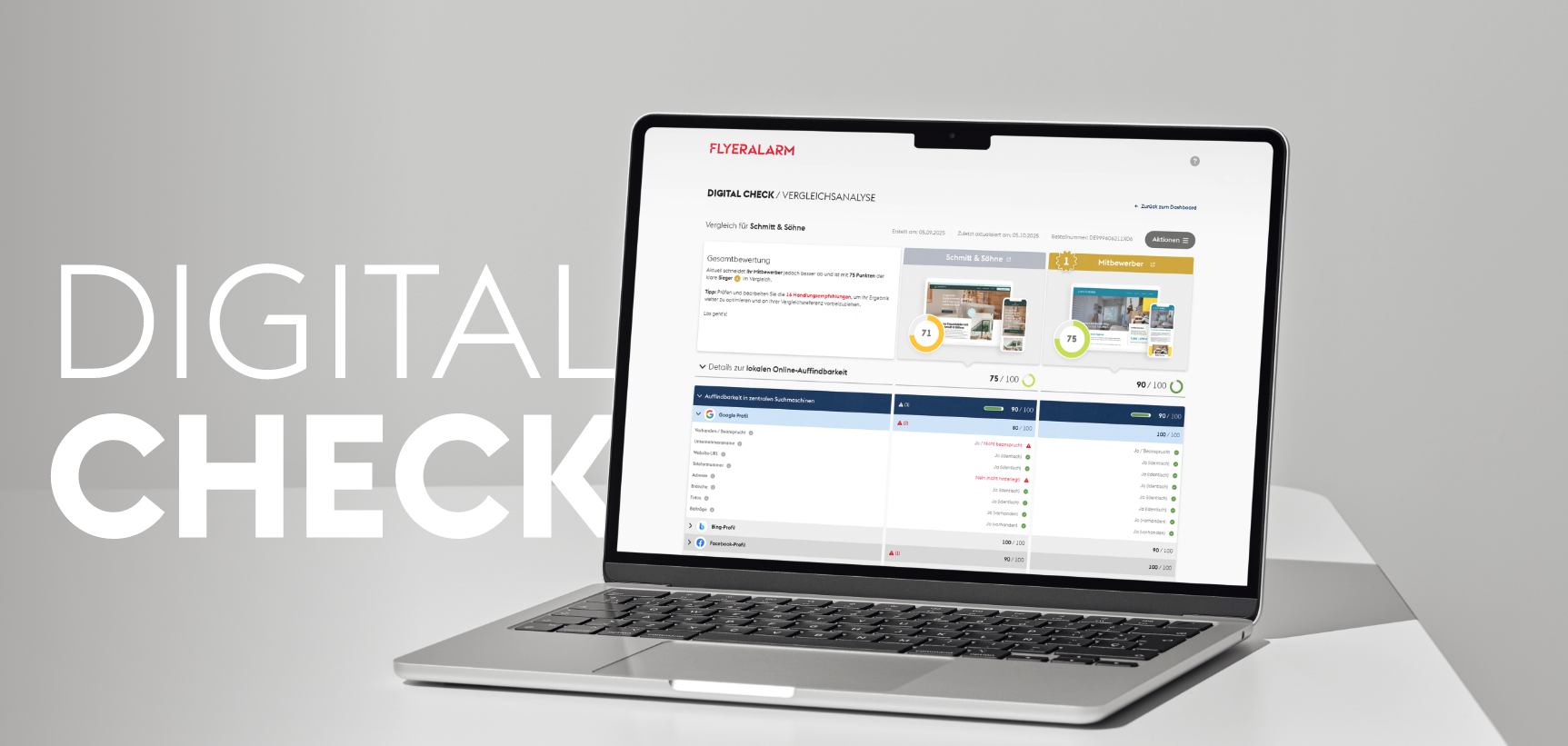 Digital Check von FLYERALARM – Tiefenanalyse der Online-Präsenz