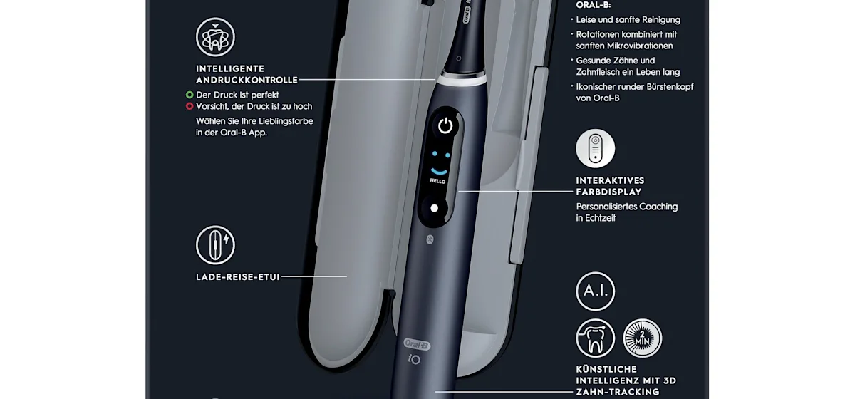 Oral-B iO Series 9 Duopack Elektrische Zahnbürste, Lade-Reiseetui, Black Onyx/Rose Quartz