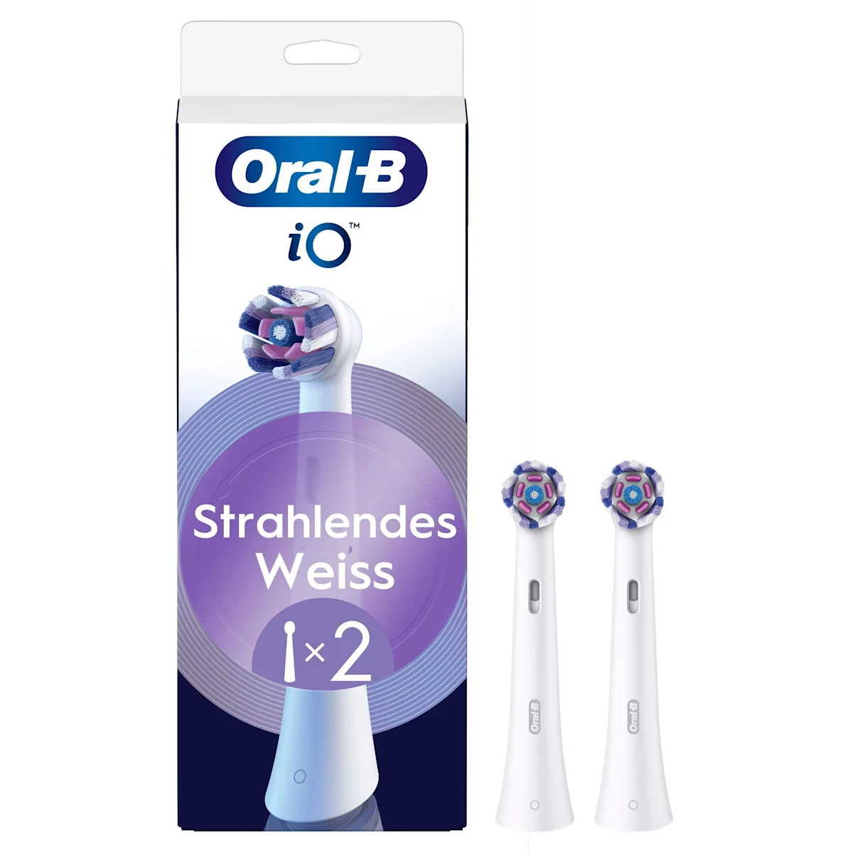 Oral-B iO Aufsteckbürsten, 2er-Packung, für strahlendes Weiss, wie auf der Verpackung abgebildet.