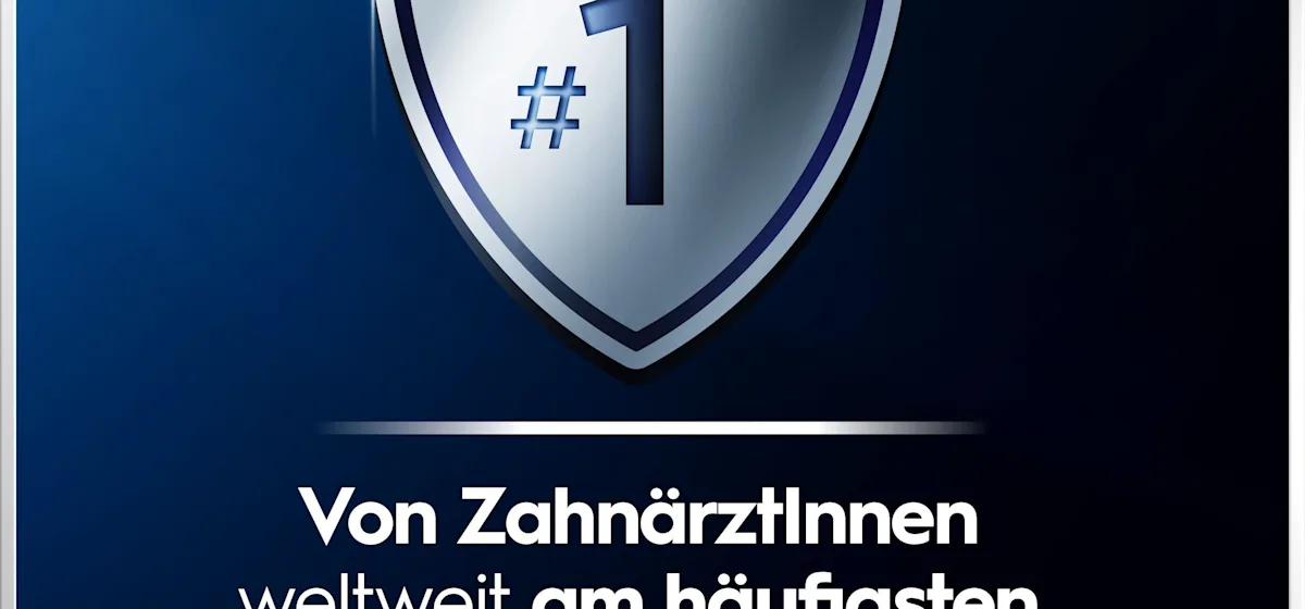 Oral-B iO6 elektrische Zahnbürste mit Verpackung, die geführte Reinigung mit der App hervorhebt, damit keine Stelle ausgelassen wird. Mit Made in Germany Anhänger.