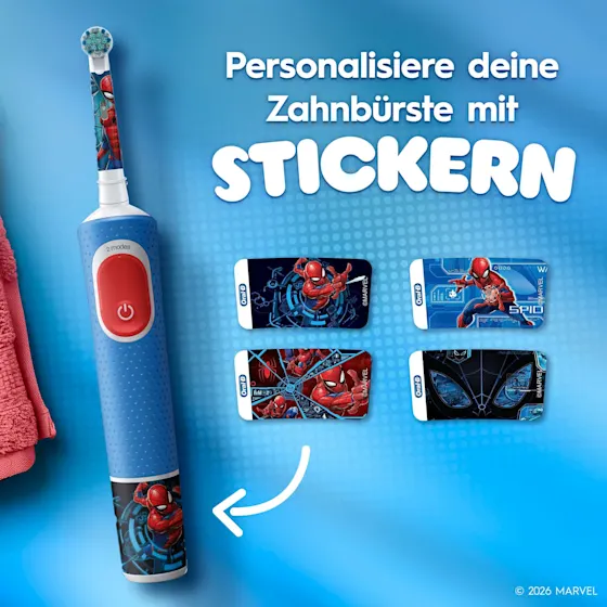 Oral-B PRO Kids elektrische Zahnbürste mit Marvel Spider-Man Design und Verpackung, für Kinder ab 3 Jahren. 