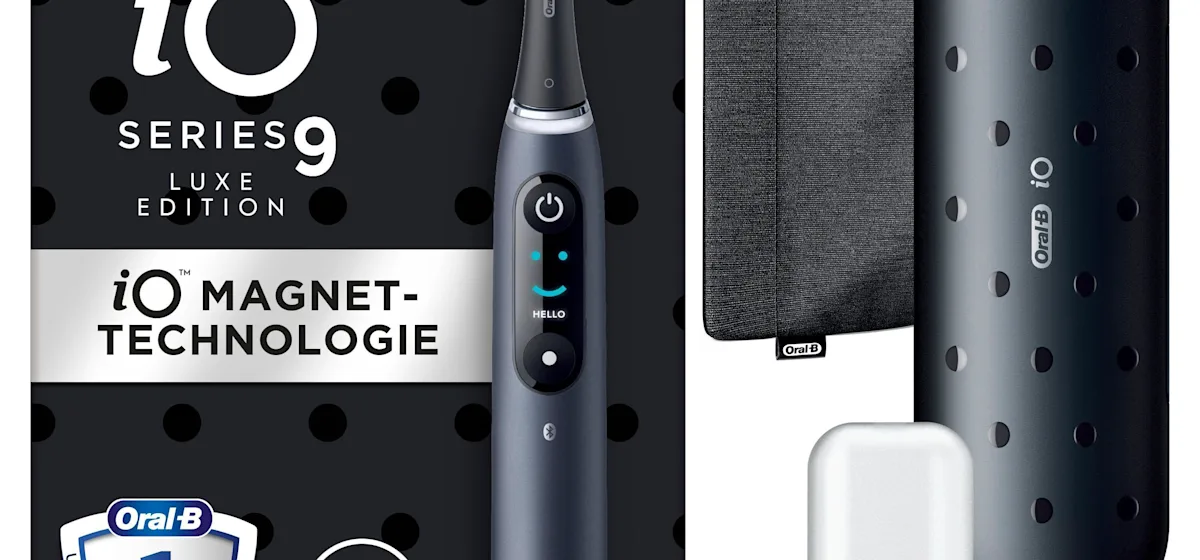 Oral-B iO Series 9 Duopack Elektrische Zahnbürste, Lade-Reiseetui, Black Onyx/Rose Quartz