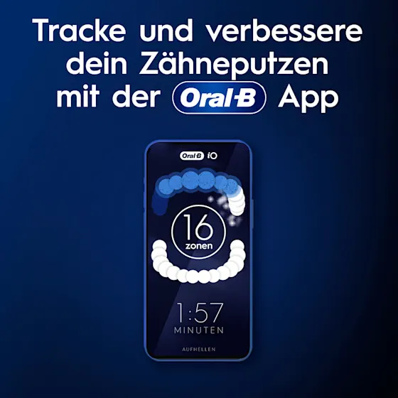 Oral-B iO 6 Zahnbürsten-Duo mit interaktivem Display für angeleitetes Putzen und dem Hinweis "Made in Germany".