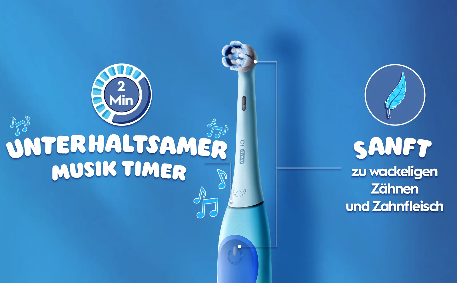 Oral-B iO Kids 6+ Disney Stitch Elektrische Zahnbürste inkl. 1 Aufsteckbürste, Reise-Etui & Aufsteckbürsten-Etui, ab 6 Jahren 