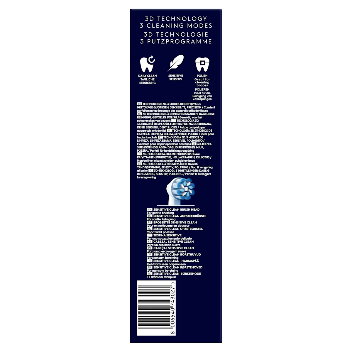 Oral-B PRO Junior 6+ elektrische Zahnbürste mit Verpackung, die 3D Reinigung hervorhebt.