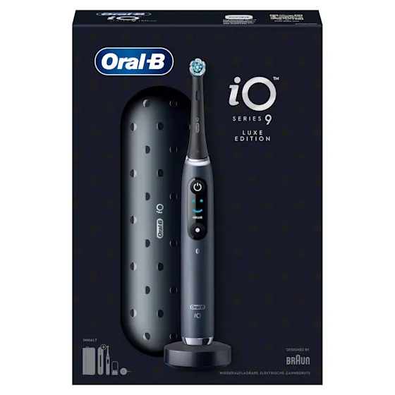 Oral-B iO Series 9 Duopack Elektrische Zahnbürste, Lade-Reiseetui, Black Onyx/Rose Quartz
