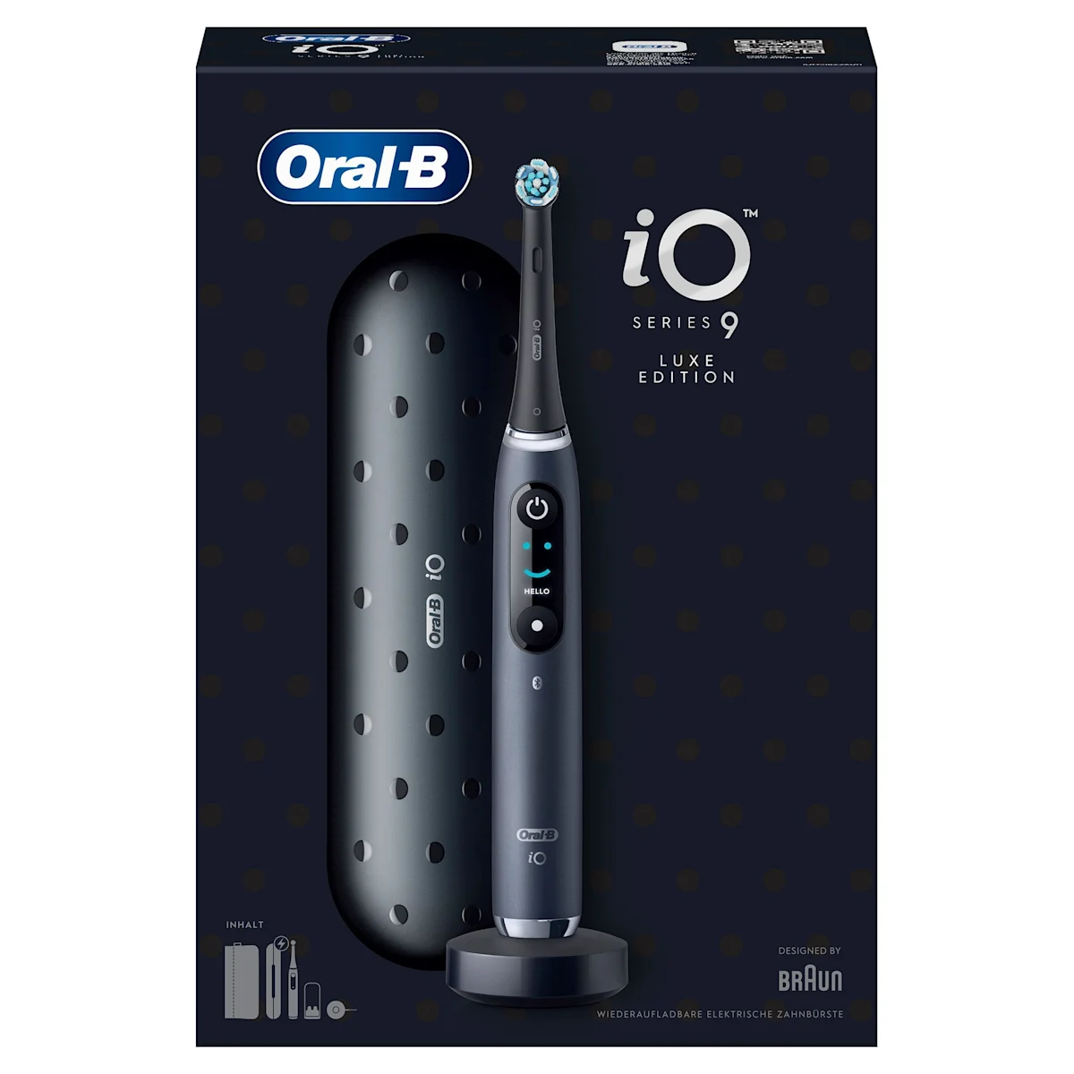 Oral-B iO Series 9 Duopack Elektrische Zahnbürste, Lade-Reiseetui, Black Onyx/Rose Quartz
