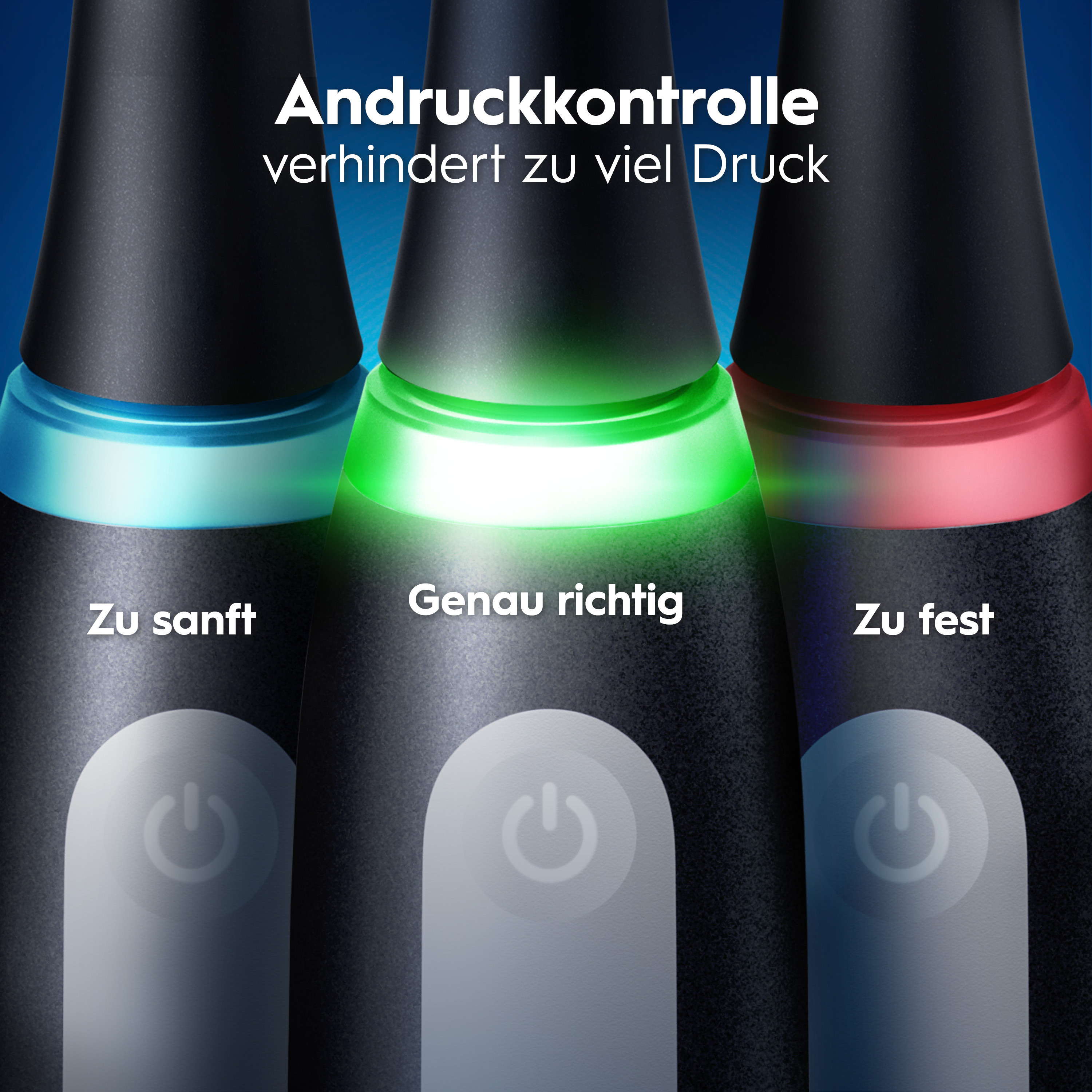 Oral-B iO3 Doppelpack mit 360° visueller Andruckkontrolle zum Zahnfleischschutz.