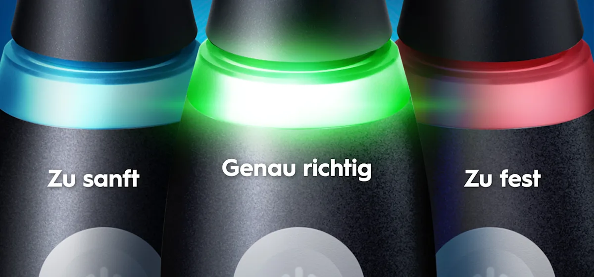 Oral-B iO3 Doppelpack mit 360° visueller Andruckkontrolle zum Zahnfleischschutz.