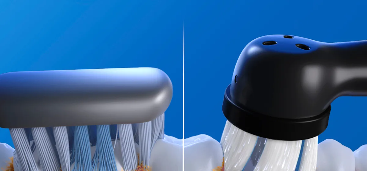 Oral-B iO3 Doppelpack mit 360° visueller Andruckkontrolle zum Zahnfleischschutz.