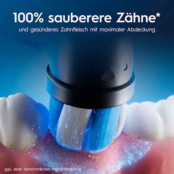 Oral-B iO 6 Zahnbürsten-Duo mit interaktivem Display für angeleitetes Putzen und dem Hinweis "Made in Germany".