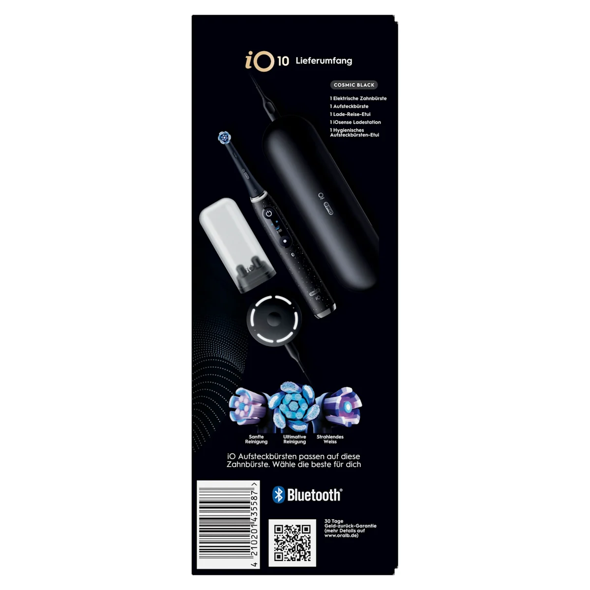 Oral-B iO 10 Ultimate Zahnbürste, mit Verpackung, Lade-Reise-Etui und dem Hinweis Oral-B's beste Zahnbürste.
