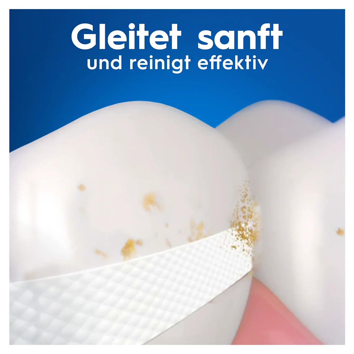 Oral-B Pro-Expert Advanced Zahnseide, Verpackung mit dem Hinweis "Entfernt Plaque-Bakterien" und "Tiefen-Reinigung Frische Minze".