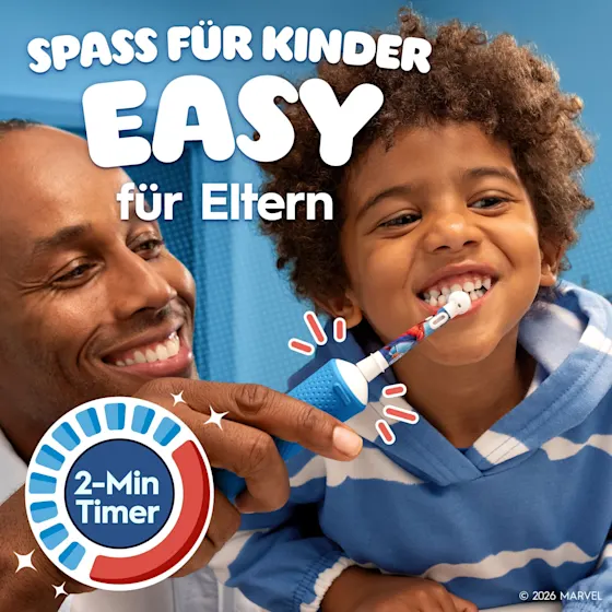 Oral-B PRO Kids elektrische Zahnbürste mit Marvel Spider-Man Design und Verpackung, für Kinder ab 3 Jahren. 