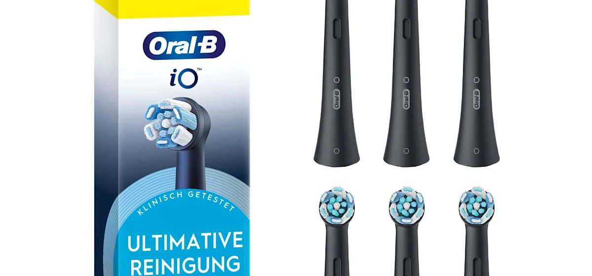 Oral-B iO Aufsteckbürsten, 6er-Packung, mit dem Hinweis "Ultimative Reinigung" auf der Verpackung.