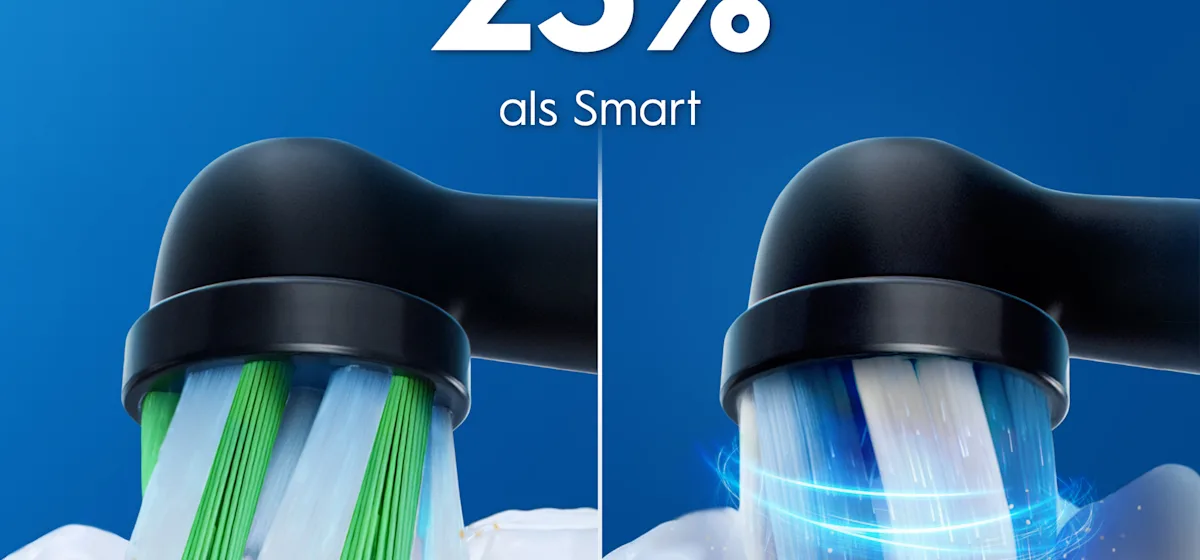 Oral-B iO3 Doppelpack mit 360° visueller Andruckkontrolle zum Zahnfleischschutz.