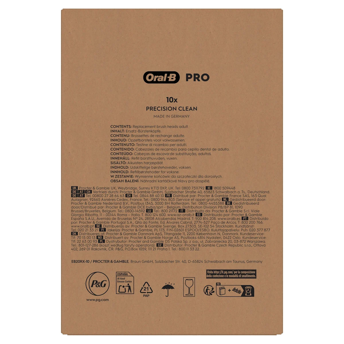 Oral-B PRO Precision Clean Aufsteckbürsten Vorteilspack mit 10 Stück.
