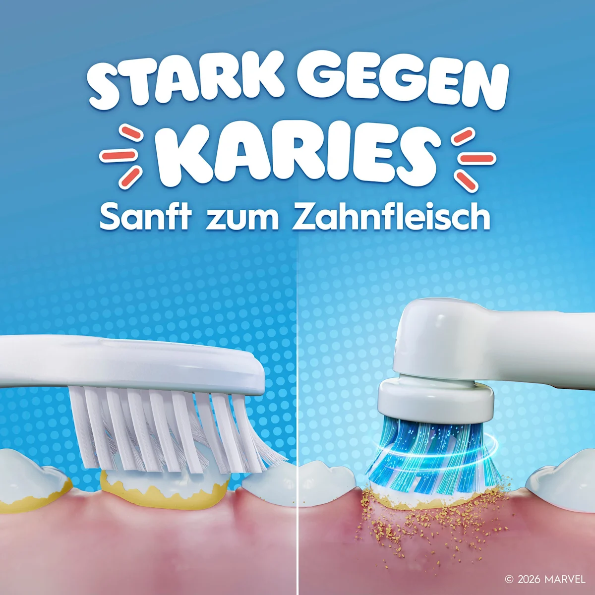 Oral-B PRO Kids elektrische Zahnbürste mit Marvel Spider-Man Design und Verpackung, für Kinder ab 3 Jahren.