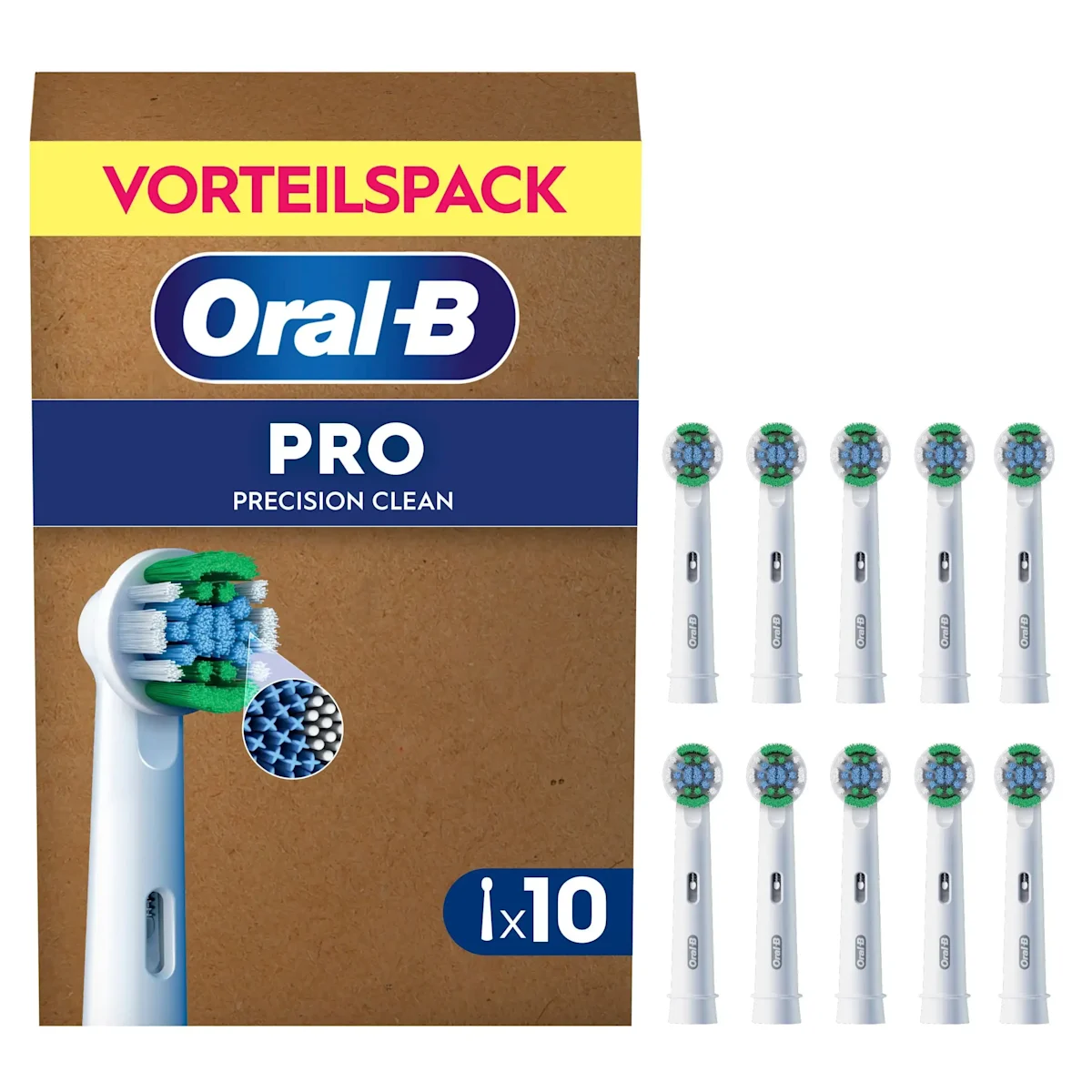 Oral-B PRO Precision Clean Aufsteckbürsten Vorteilspack mit 10 Stück.
