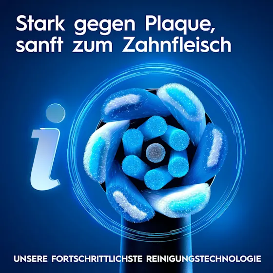 Oral-B iO 6 Zahnbürsten-Duo mit interaktivem Display für angeleitetes Putzen und dem Hinweis "Made in Germany".