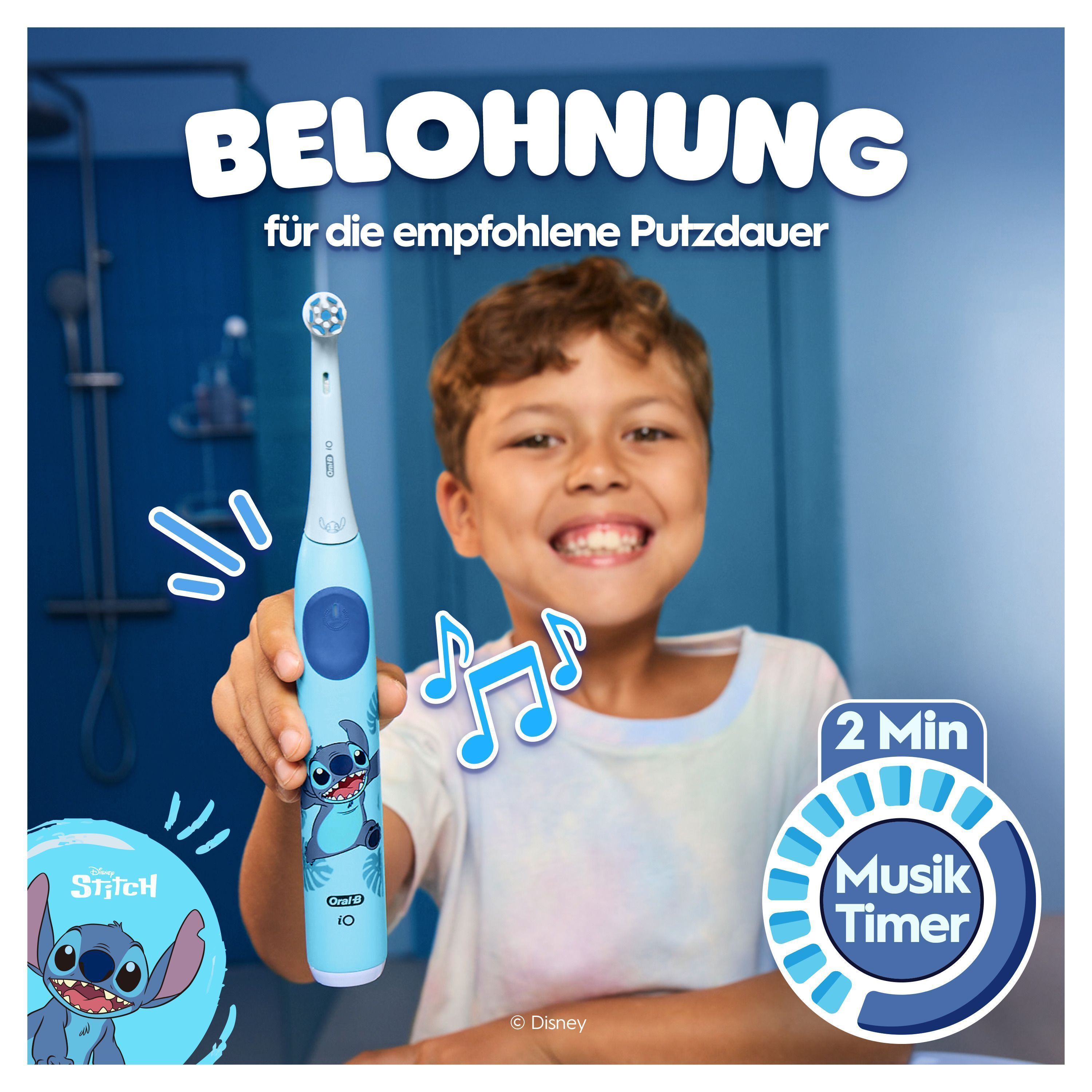 Oral-B iO Kids elektrische Zahnbürste mit Disney Stitch-Motiv, geeignet für Kinder ab 6 Jahren, inklusive Reiseetui.;