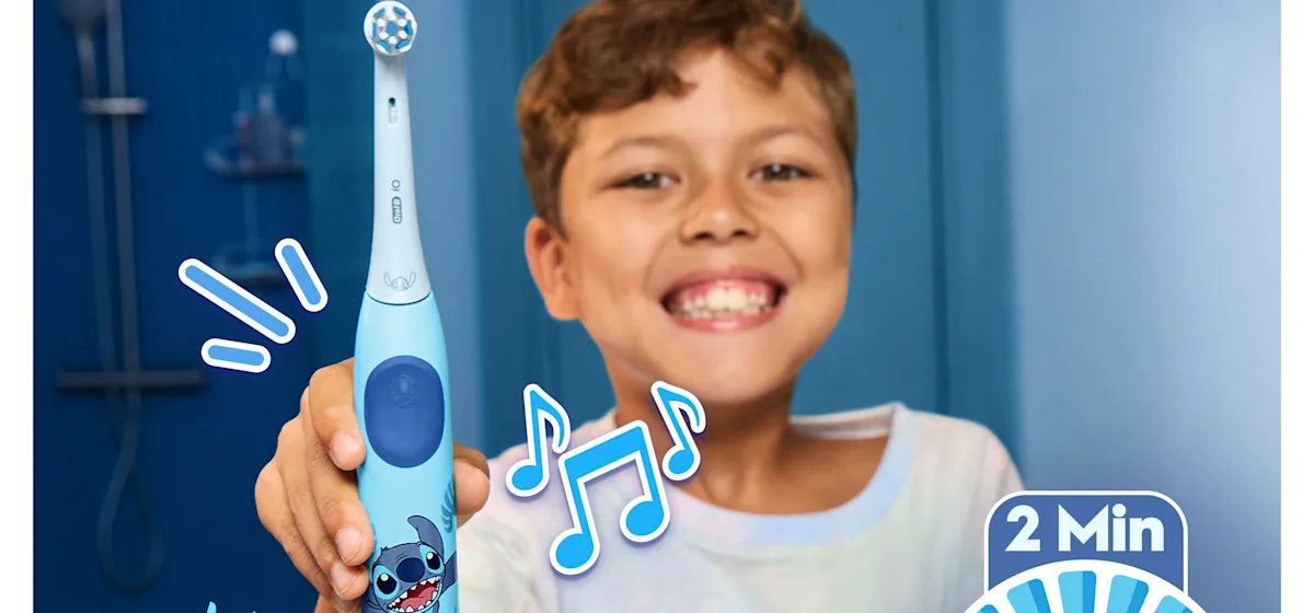 Oral-B iO Kids elektrische Zahnbürste mit Disney Stitch-Motiv, geeignet für Kinder ab 6 Jahren, inklusive Reiseetui.;