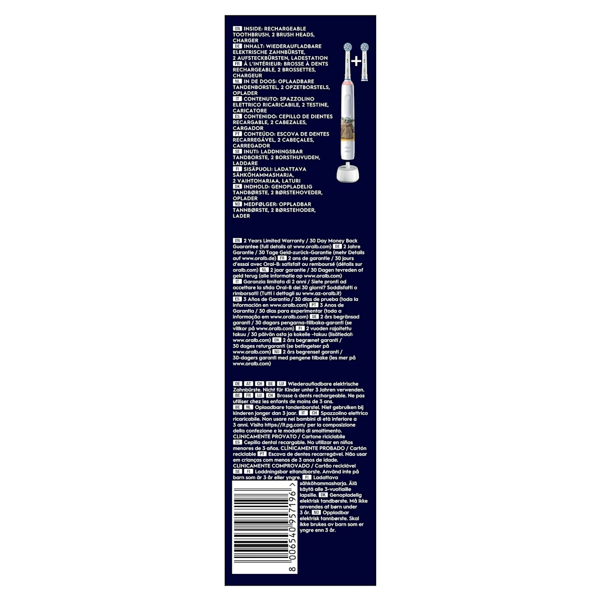 Oral-B Star Wars Mandalorian Pro Junior 6+ Zahnbürste, mit Verpackung und dem Hinweis "Von Zahnärzten weltweit am häufigsten verwendet".