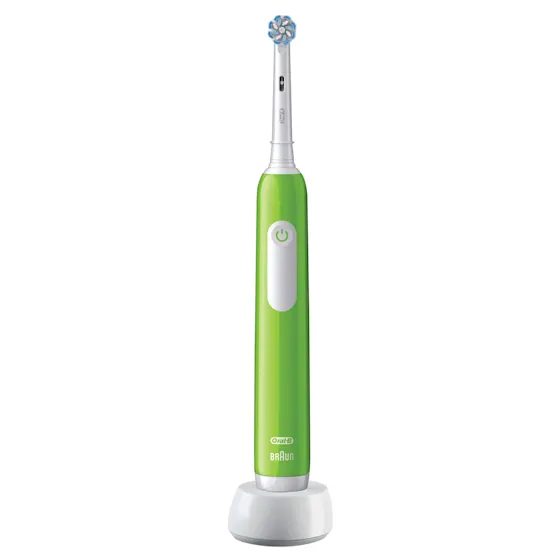 Oral-B PRO Junior 6+ elektrische ZahnbÃ¼rste mit Verpackung, die 3D Reinigung hervorhebt.