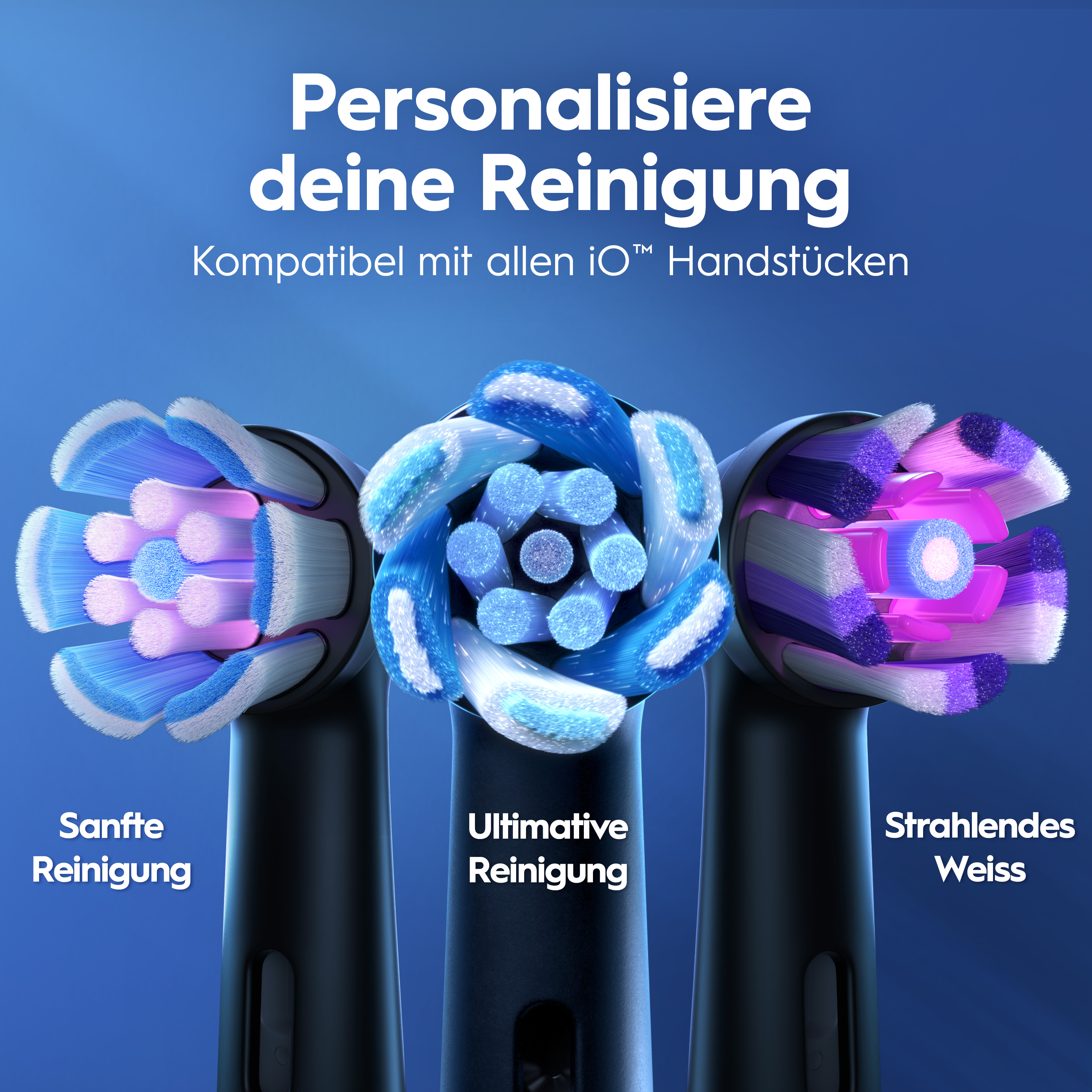 Oral-B iO3 Doppelpack mit 360° visueller Andruckkontrolle zum Zahnfleischschutz.