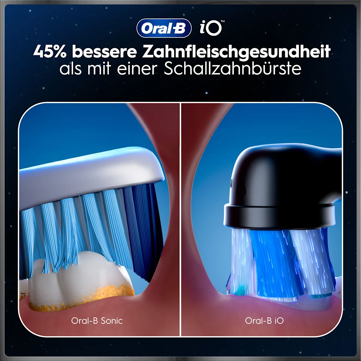 Oral-B iO 10 Ultimate Zahnbürste, mit Verpackung, Lade-Reise-Etui und dem Hinweis Oral-B's beste Zahnbürste.