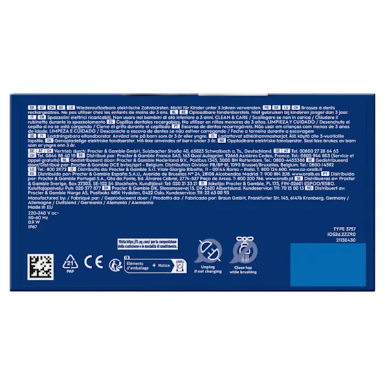 Oral-B iO Series 2 Zahnbürste, Verpackung mit dem Hinweis auf 100% sauberere Zähne im Vergleich zu einer herkömmlichen Handzahnbürste