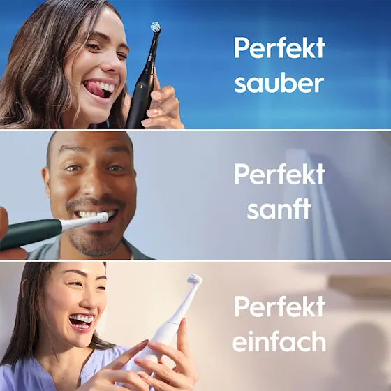 Oral-B iO Series 2 Zahnbürste, Verpackung mit dem Hinweis auf 100% sauberere Zähne im Vergleich zu einer herkömmlichen Handzahnbürste