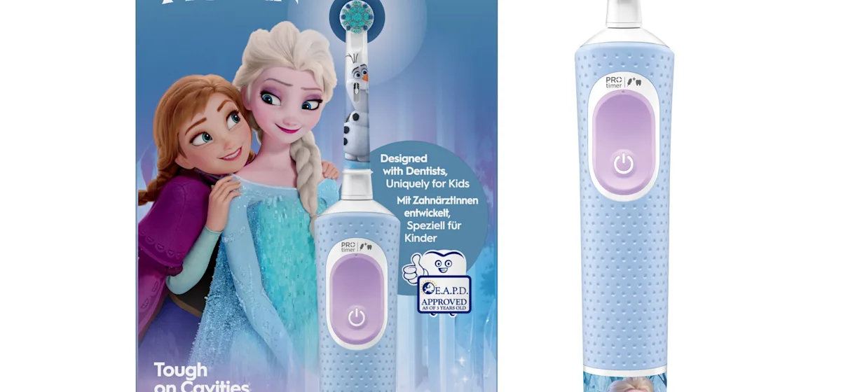 Oral-B Pro Kids Frozen Elektrische Zahnbürste inkl. 1 Aufsteckbürste, 4x Frozen Sticker, 2 Modi mit kinderfreundlichem Sensitiv Plus Modus, für Kinder ab 3 Jahren