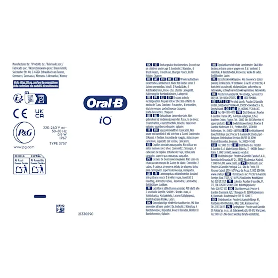 Oral-B iO5 Zahnbürste e mit Verpackung, die 5 Putzmodi fÃ¼r eine personalisierte Reinigung hervorhebt.