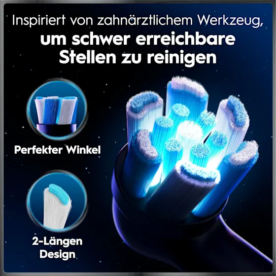Oral-B iO 10 Ultimate Zahnbürste, mit Verpackung, Lade-Reise-Etui und dem Hinweis Oral-B's beste Zahnbürste.